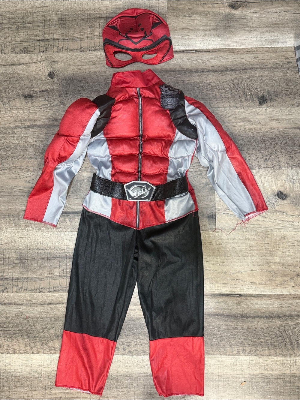 Power Ranger Red and Black Kids Superhero Costume with Mask Size 3T - 4T